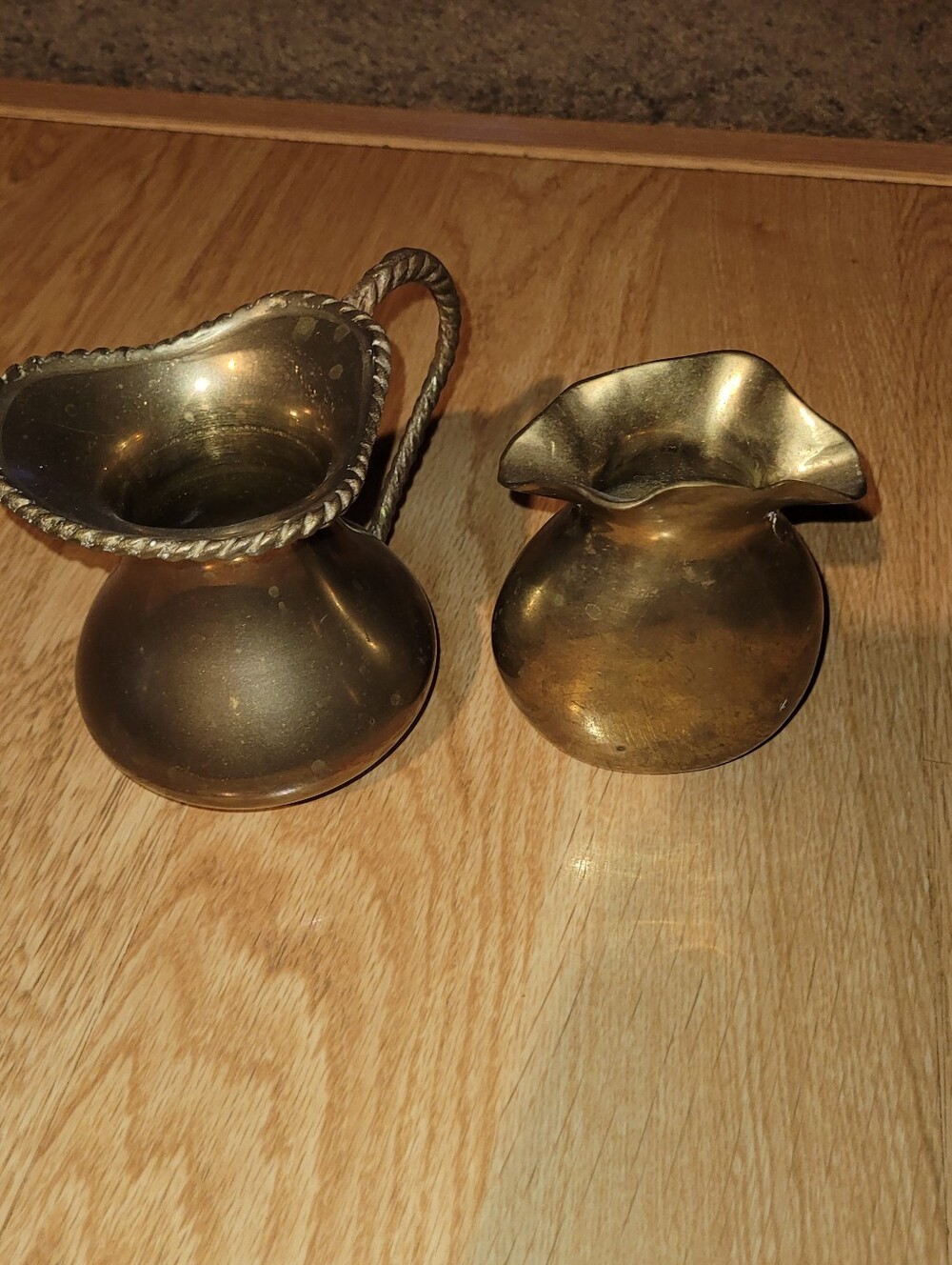 Vintage Brass Pitcher And Small Vase